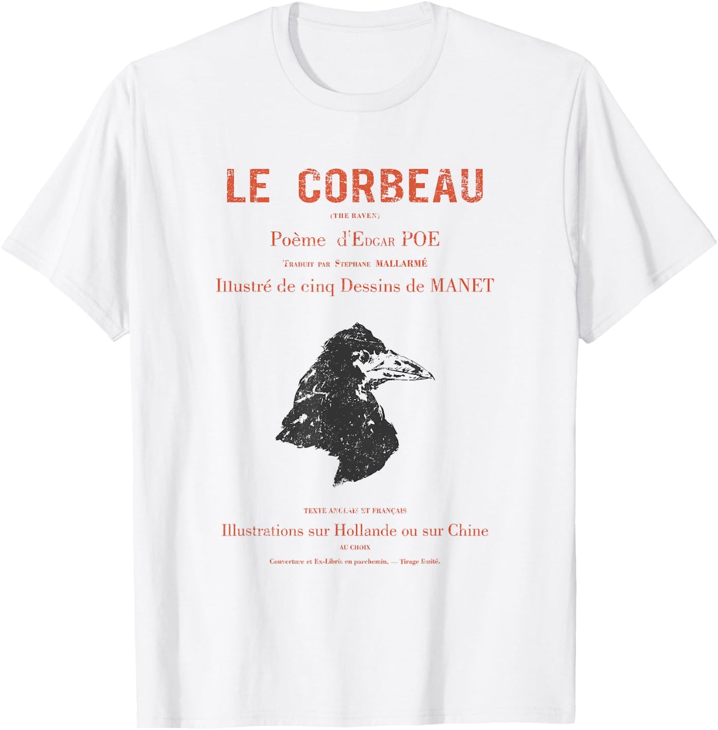 Edgar Allen Poe's the Raven (le Corbeau) 1875 French Edition T-Shirt - T-Shirt | White