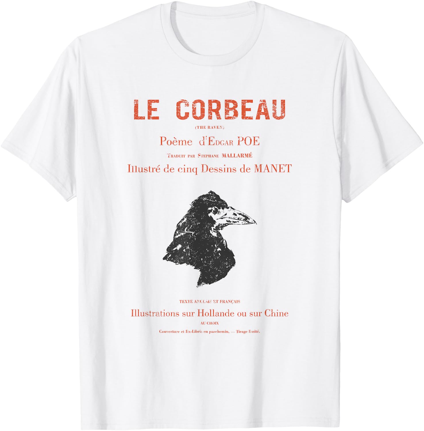 Edgar Allen Poe's the Raven (le Corbeau) 1875 French Edition T-Shirt - T-Shirt | White