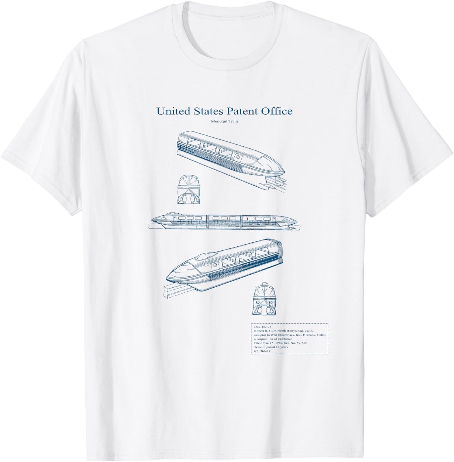 Monorail Blue Print T-Shirt - T-Shirt | White