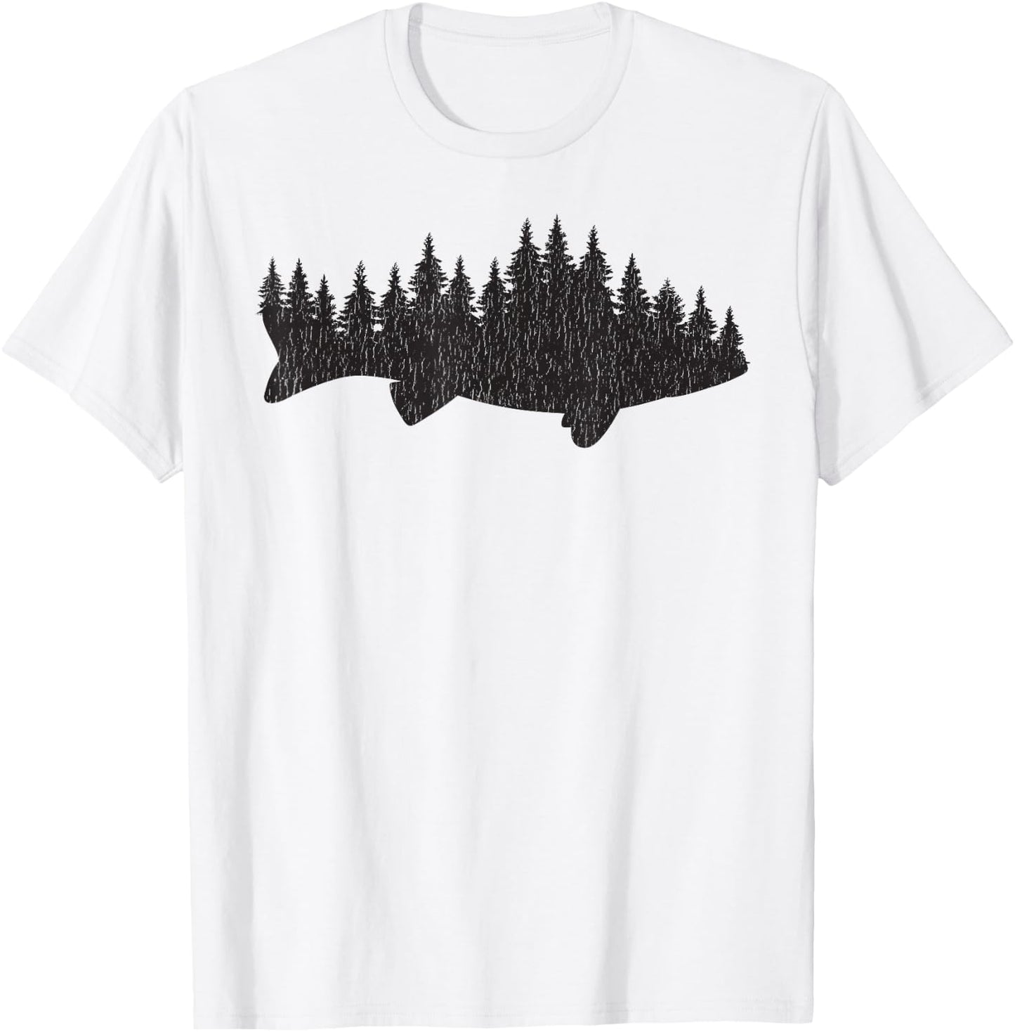 Walleye Fishing Sauger Fisherman Pine Forest T-Shirt - T-Shirt | White