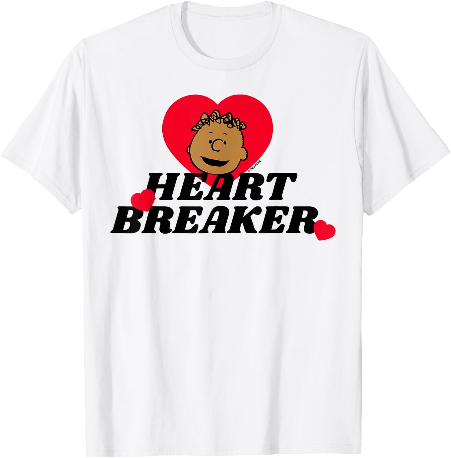 Peanuts Franklin Heartbreaker Adult Blue Small Short Sleeve T-Shirt - T-Shirt | White