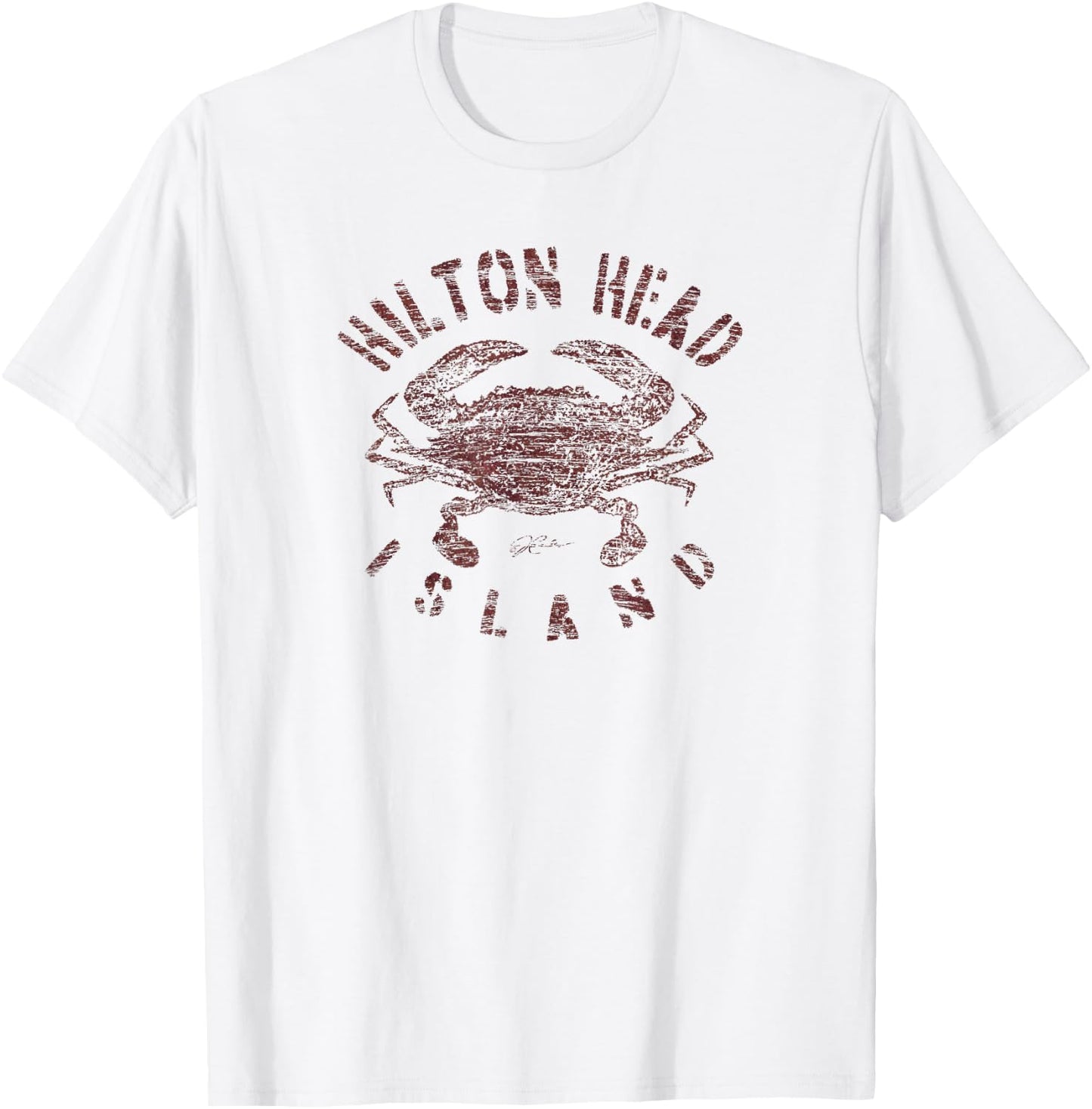 JCombs: Hilton Head Island, Atlantic Blue Crab (Distressed) T-Shirt - T-Shirt | White
