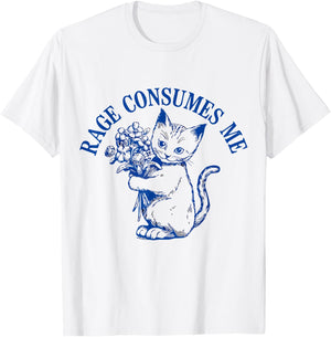 Rage Consumes Me Cat Flower Cute Kitty Cat Meme T-Shirt - T-Shirt | White