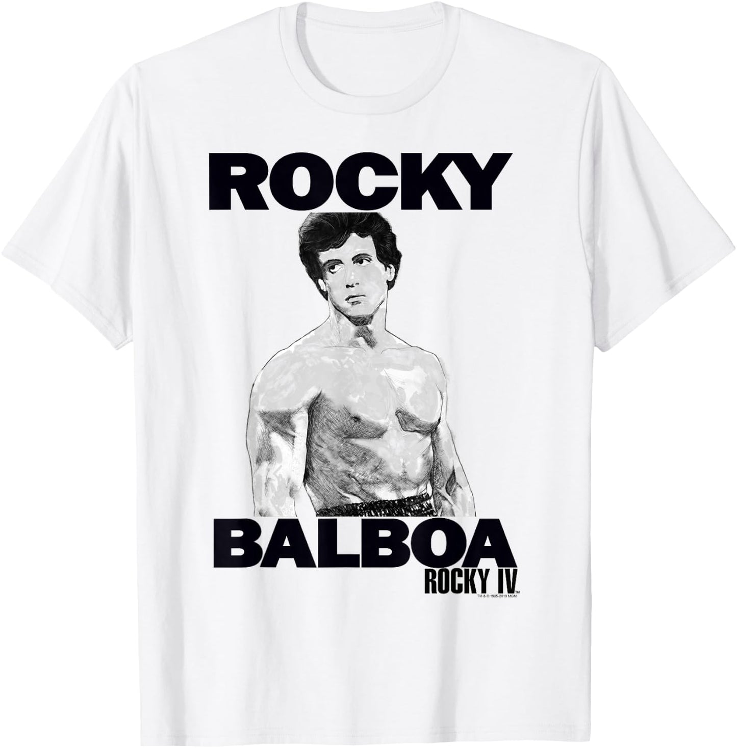 Rocky 3 Rocky Balboa Logo Sketch Portrait T-Shirt - T-Shirt | White