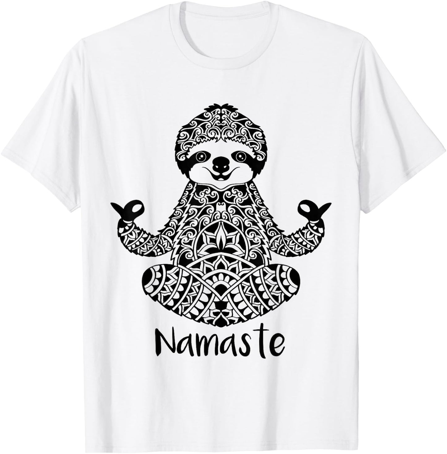 Namaste Sloth Yoga Easy Pose T-Shirt - T-Shirt | White