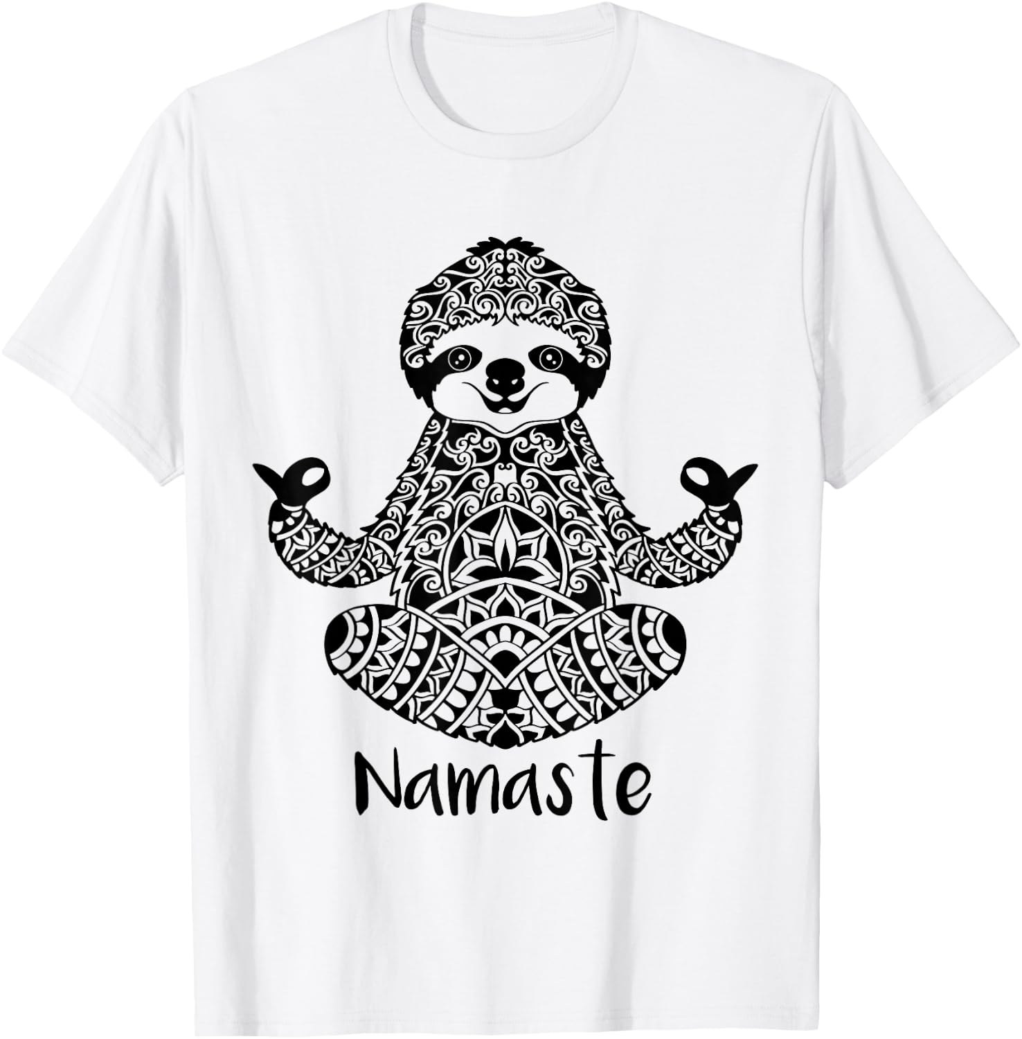 Namaste Sloth Yoga Easy Pose T-Shirt - T-Shirt | White