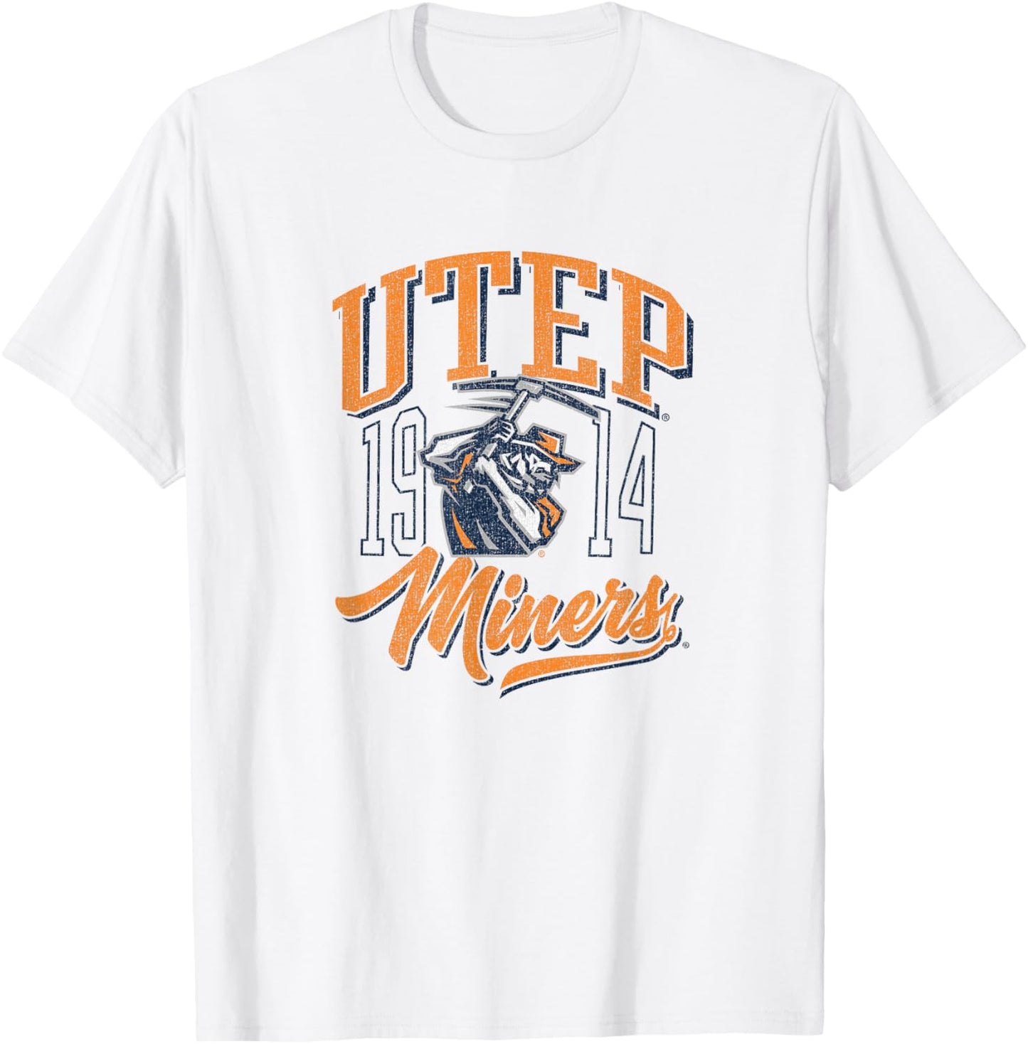 University of Texas El Paso UTEP Miners Vintage Script T-Shirt - T-Shirt | White