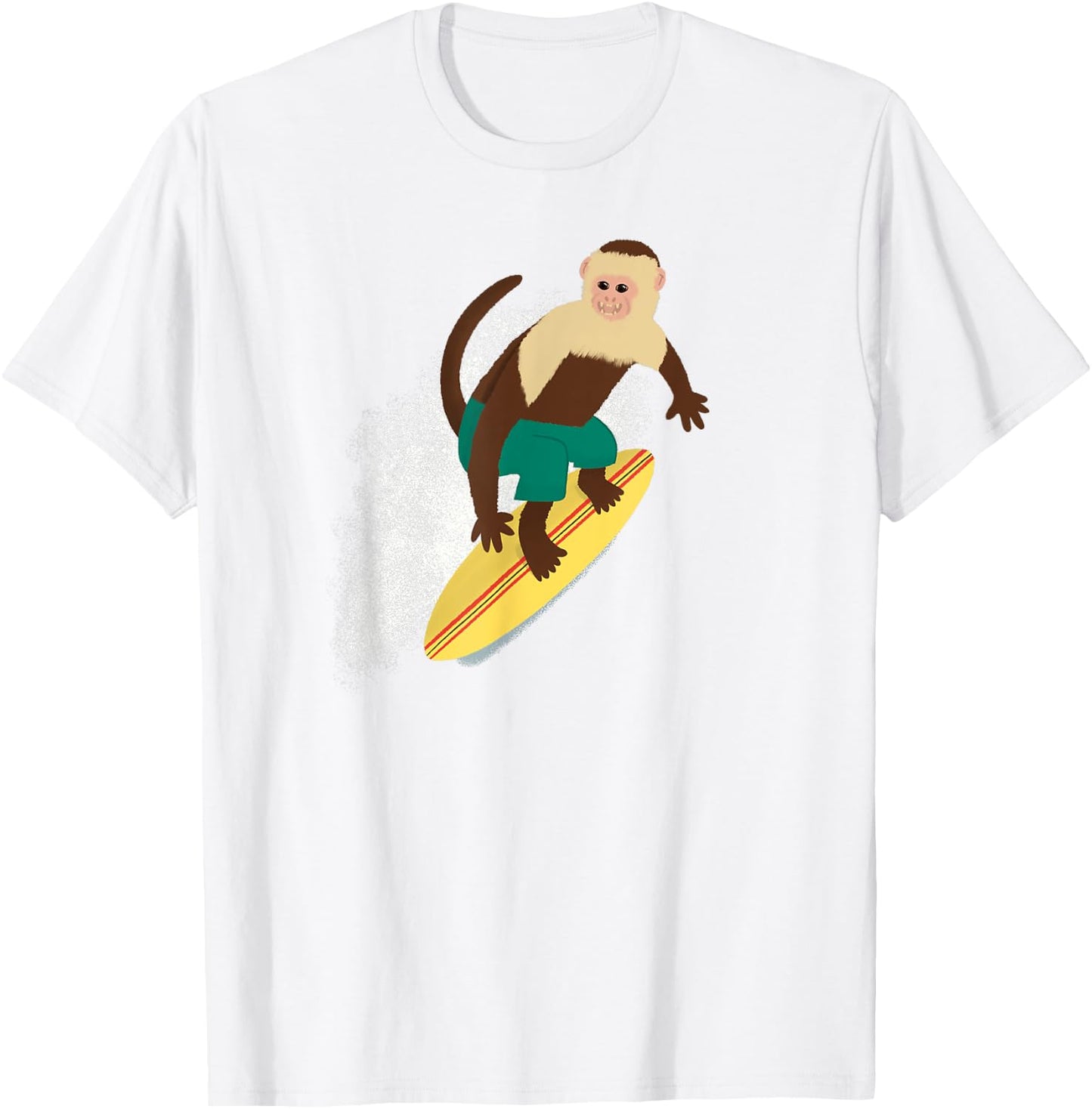 Cute Surfing Capuchin Monkey T-Shirt - T-Shirt | White