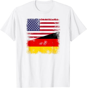 Half German Flag | Vintage Germany USA Gift T-Shirt - T-Shirt | White