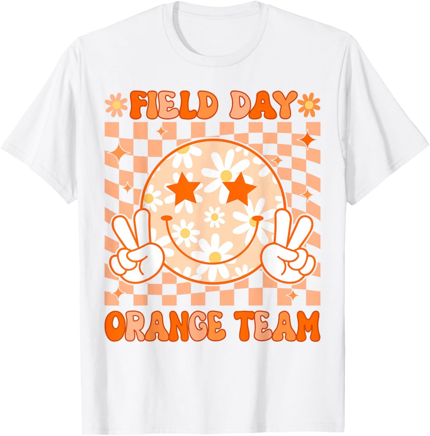 Field Day Orange Team Teacher Retro Groovy Field Day 2026 T-Shirt - T-Shirt | White