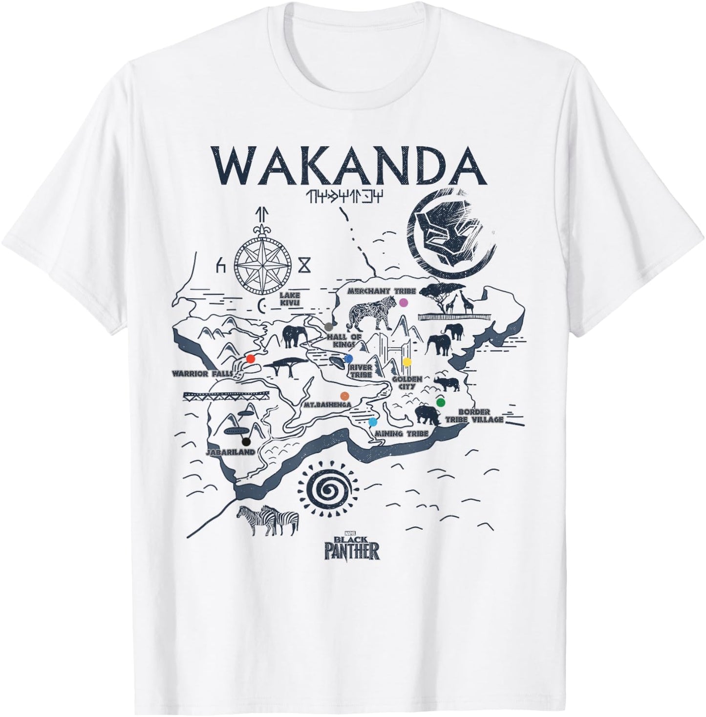 Marvel Black Panther Kingdom of Wakanda Map Graphic T-Shirt - T-Shirt | White