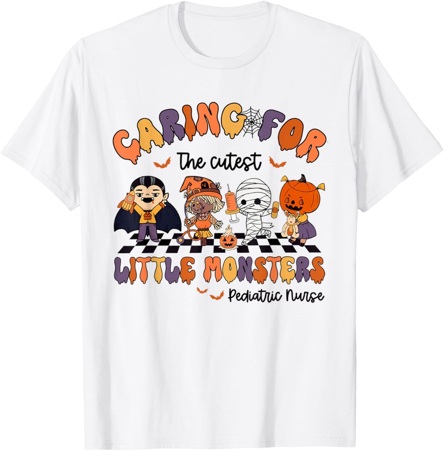 Caring For The Cutest Little Monsters Peds Nurse Halloween T-Shirt - T-Shirt | White