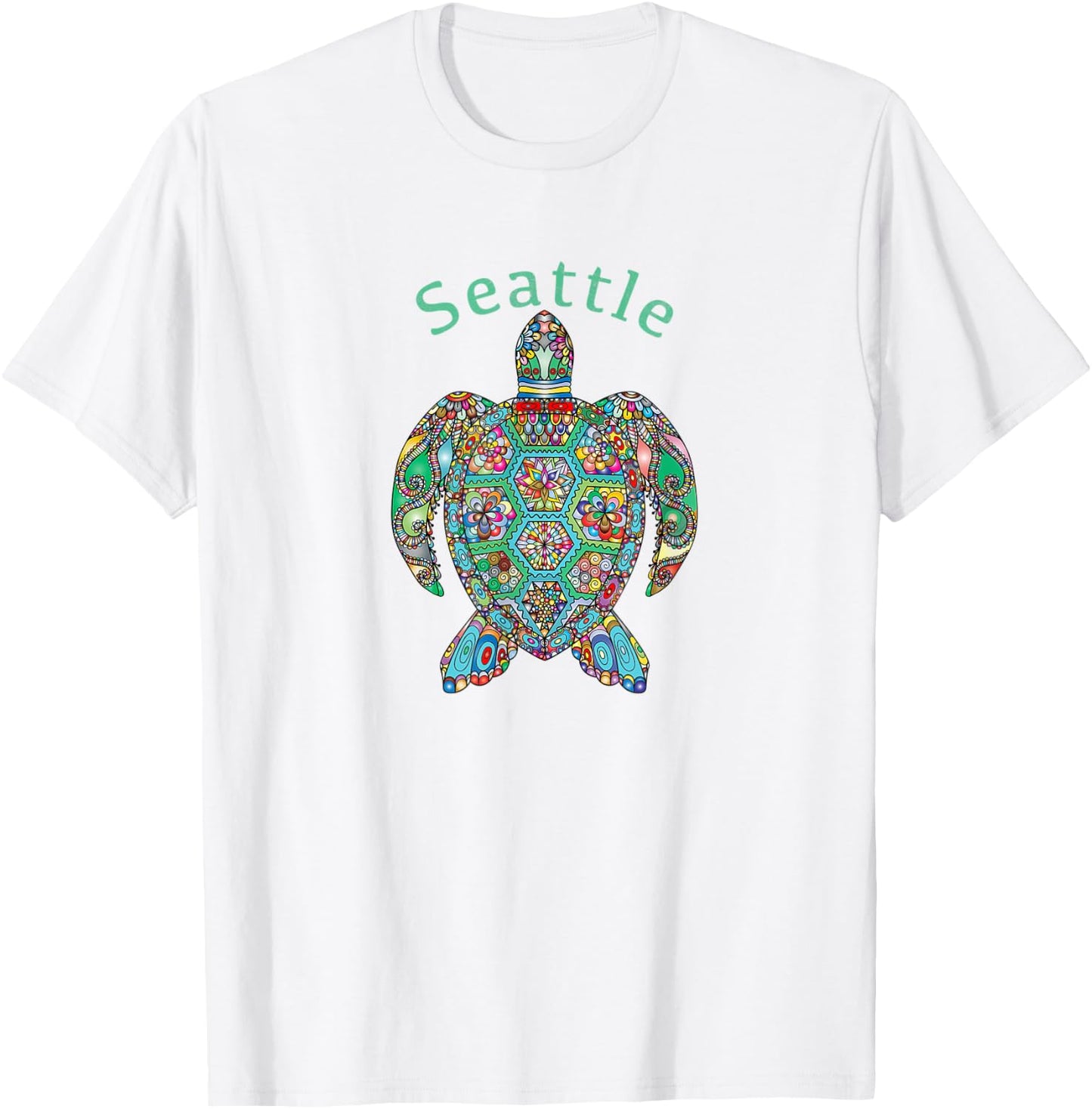Seattle Tribal Turtle Gift T-Shirt - T-Shirt | White