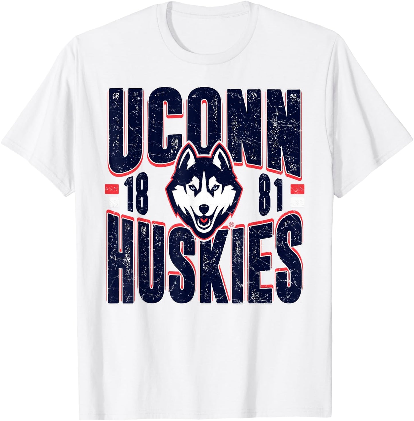 Connecticut Huskies Vintage 90's Retro Gray T-Shirt - T-Shirt | White