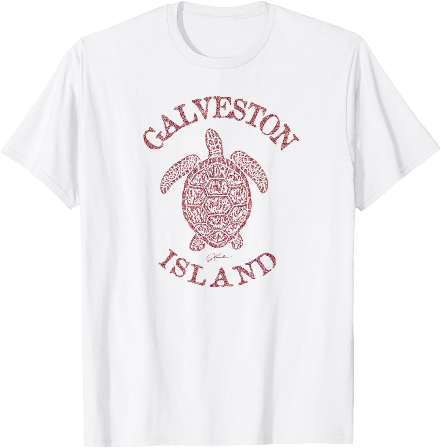 JCombs: Galveston Island, TX, Sea Turtle (Distressed) T-Shirt - T-Shirt | White