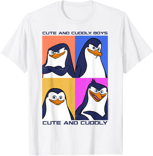 Madagascar Penguins Cute And Cuddly Text Poster T-Shirt - T-Shirt | White