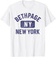 Bethpage NY New York Gym Style Distressed Dark Blue Print T-Shirt - T-Shirt | White