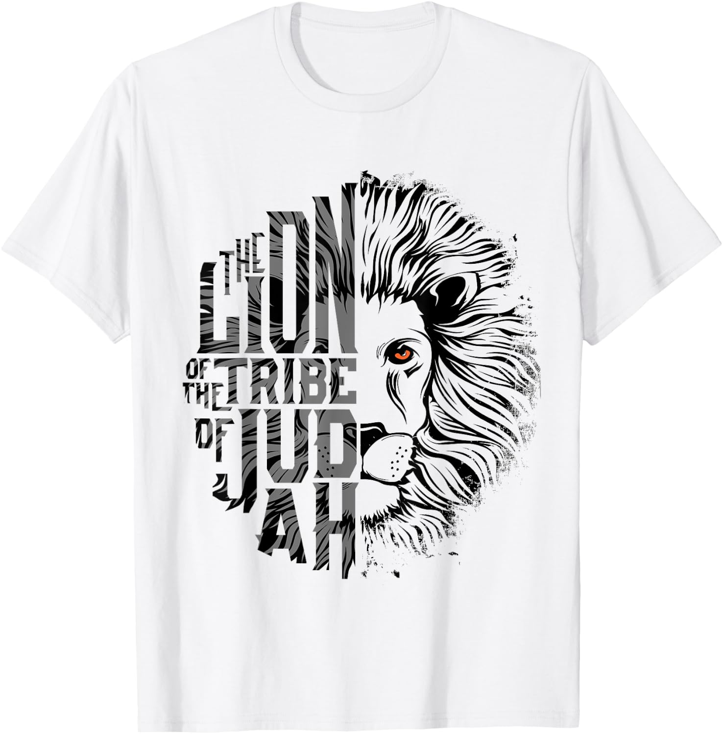 Lion of Tribe of Judah Religious Graphic Christian Worship T-Shirt - T-Shirt | White