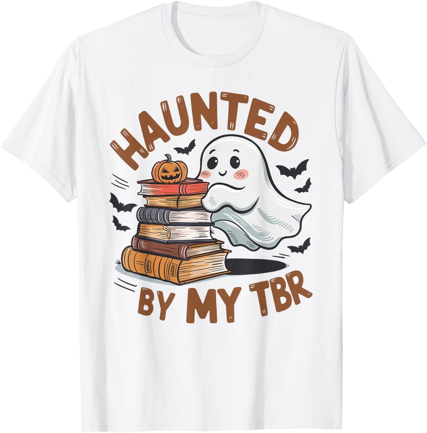 Haunted By My TBR Cute Ghost Book Reading Teacher Halloween T-Shirt - T-Shirt | White