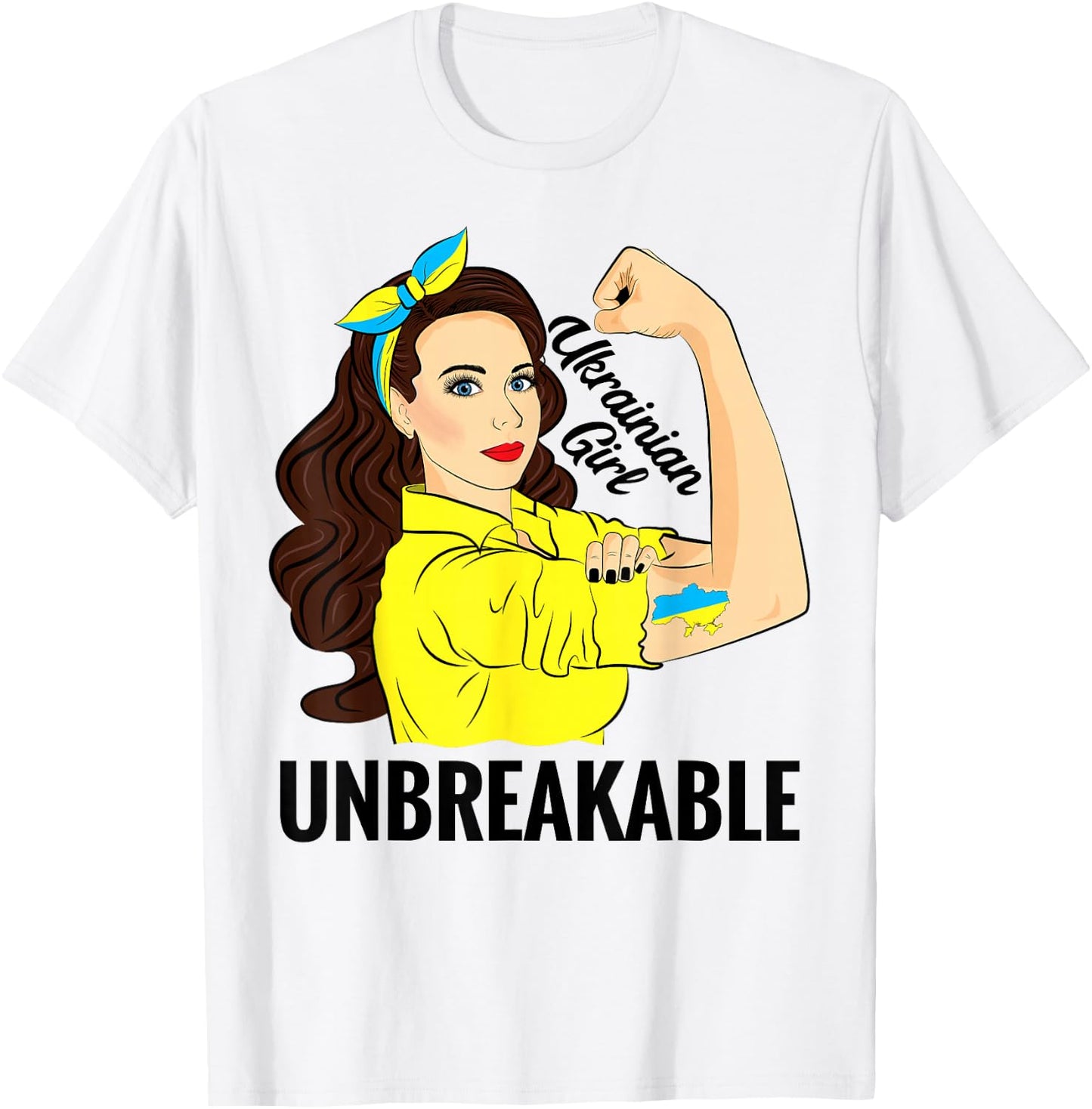 Ukrainian Women Girl Unbreakable Ukraine Flag T-Shirt - T-Shirt | White