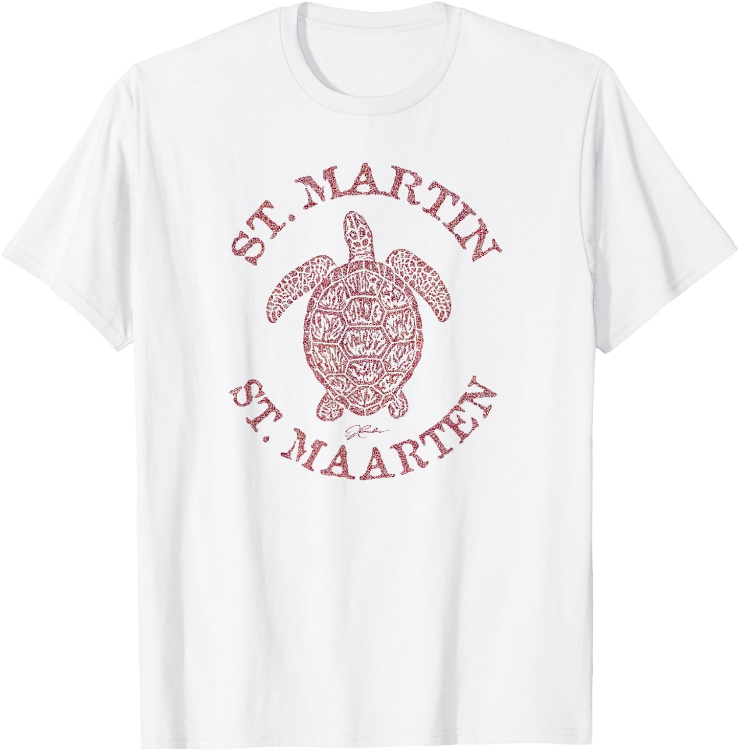 JCombs: St. Martin/St. Maarten Sea Turtle (Distressed) T-Shirt - T-Shirt | White