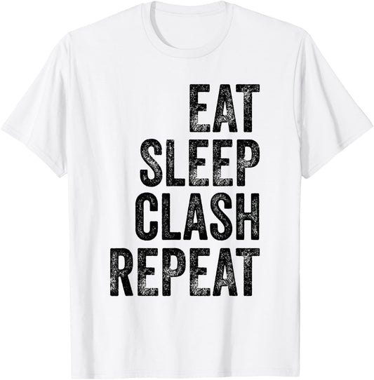 Vintage Retro Gaming Clan Shirt Eat Sleep Clash T-Shirt - T-Shirt | White