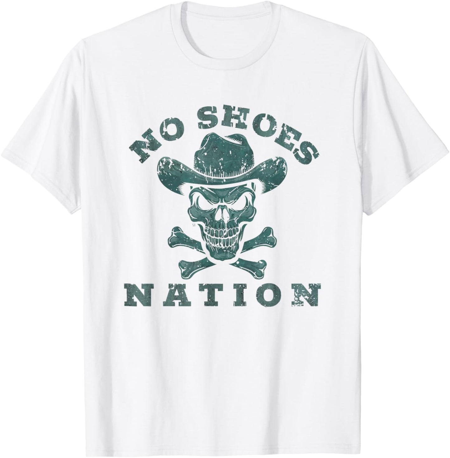 Vintage No Shoes No Nation Funny Sayings Shoes T-Shirt - T-Shirt | White