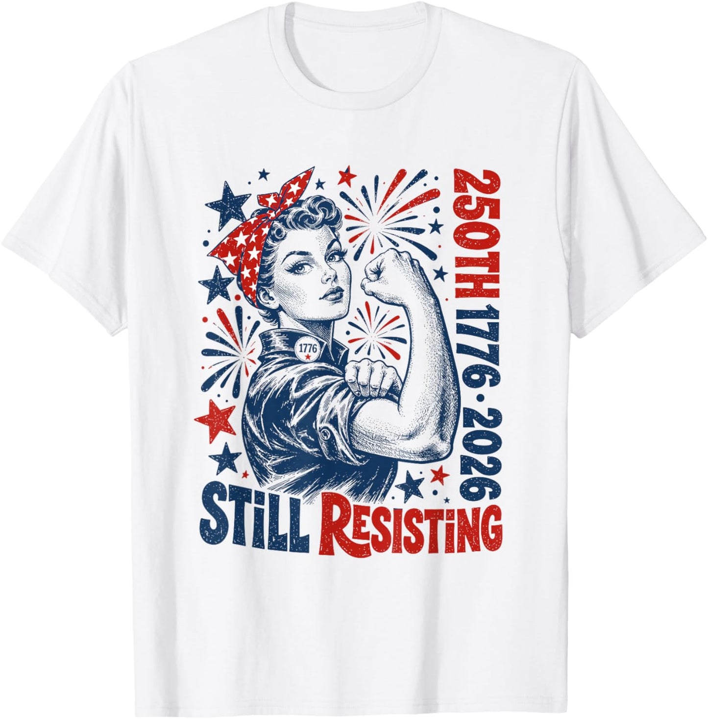 Vintage Americana Rosie the Riveter USA 250th T-Shirt - T-Shirt | White