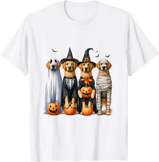 Golden Retriever Ghost Dog Halloween T-Shirt - T-Shirt | White