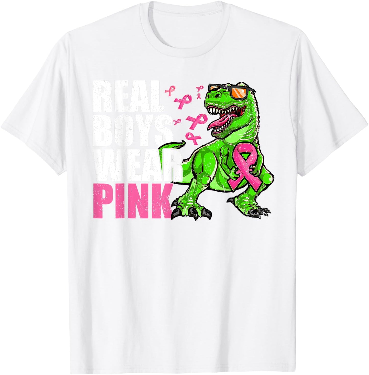 Breast Cancer Youths Toddlers, T Rex Breast Cancer Boys Kids T-Shirt - T-Shirt | White