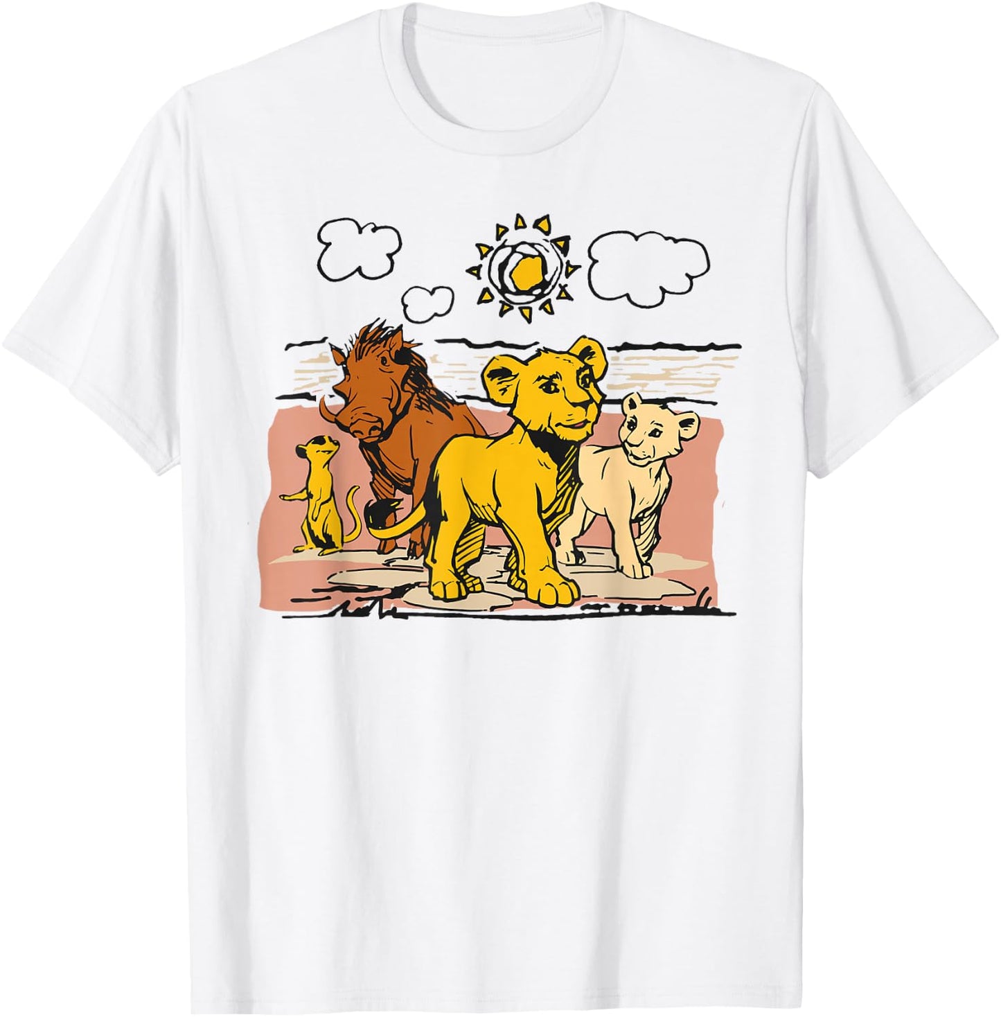 Disney The Lion King Live Action Sketched Group Portrait T-Shirt - T-Shirt | White