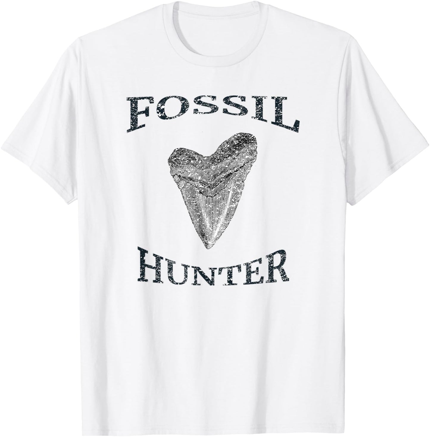 Great Distressed Fossil Hunter Megalodon Tooth Enthusiast T-Shirt - T-Shirt | White