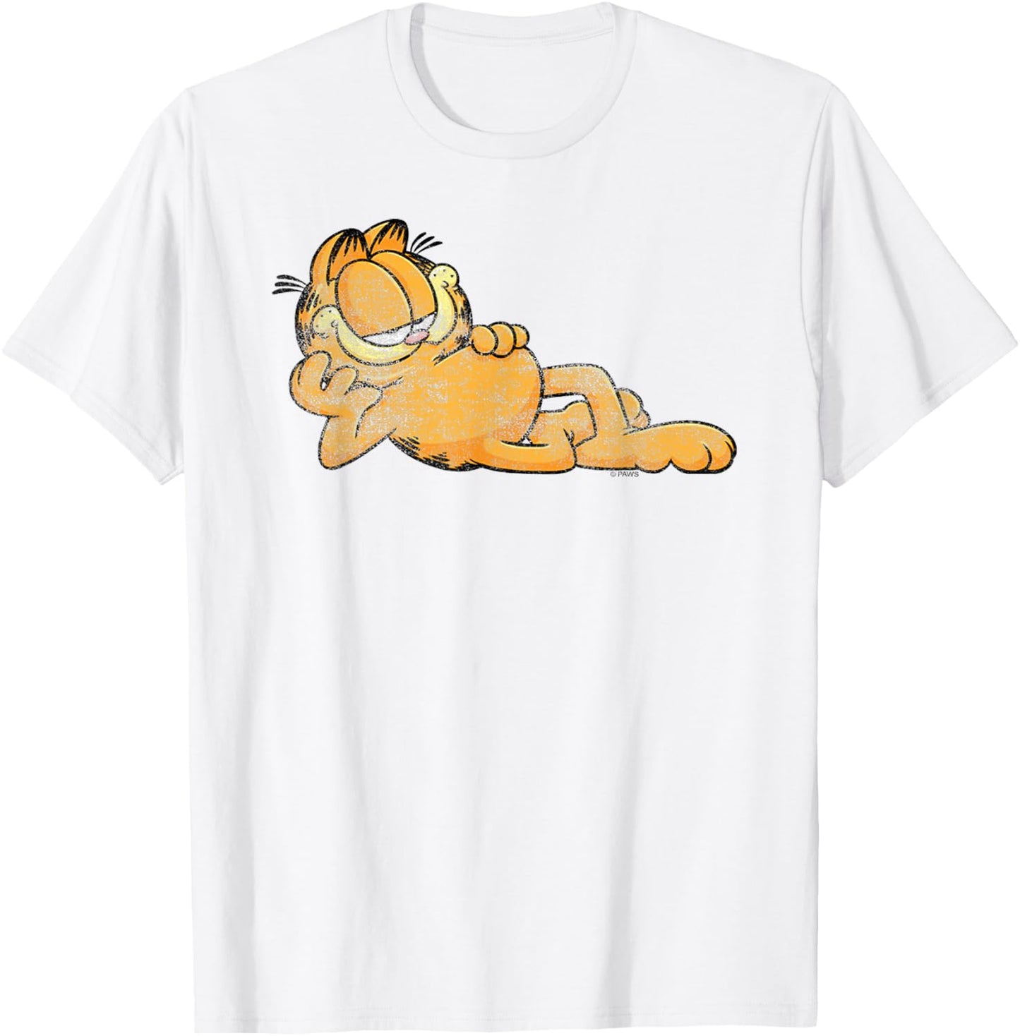 Garfield Happy Lounging Cartoon Cat T-Shirt - T-Shirt | White