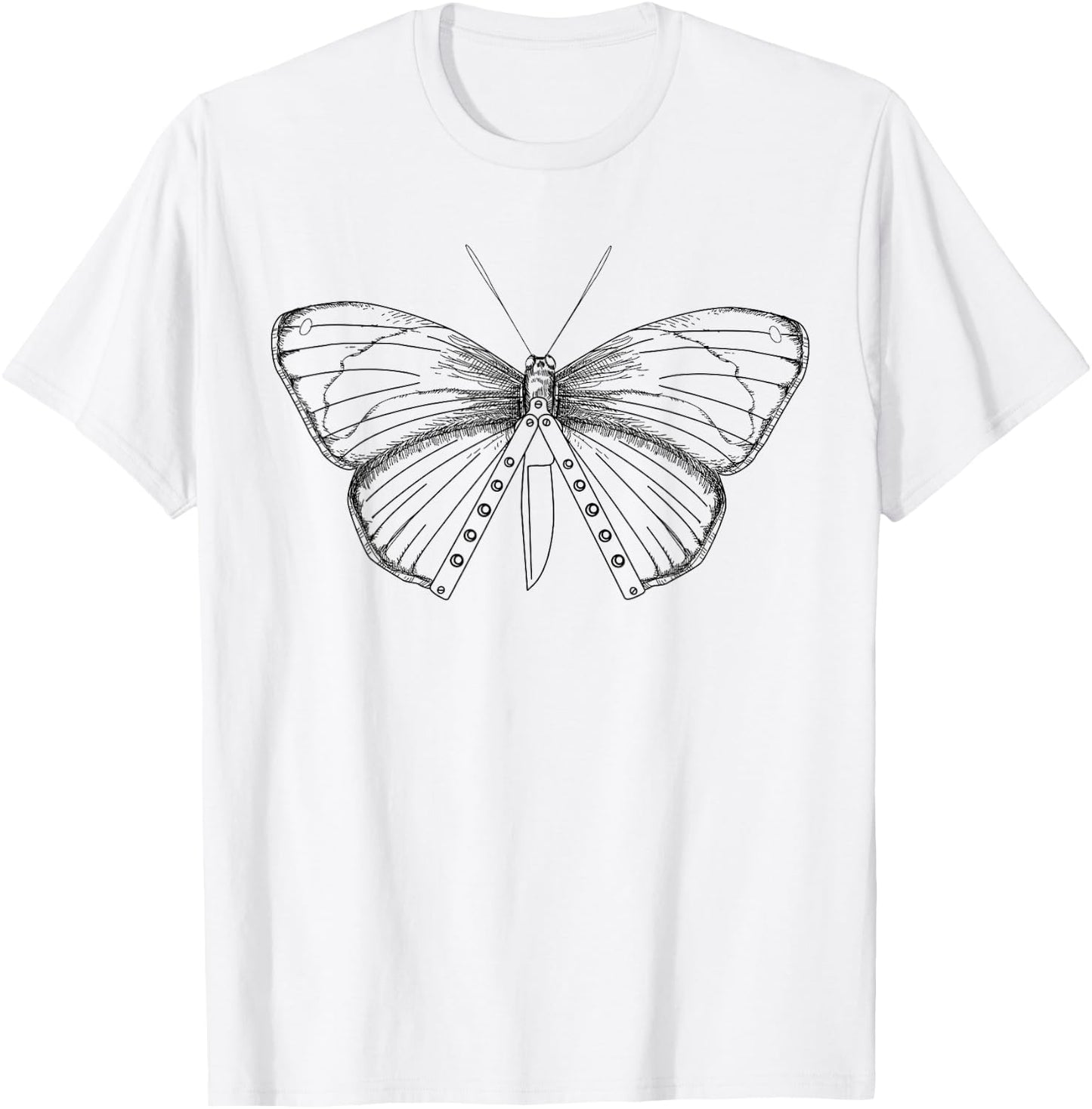 Balisong Flipping Butterfly Knife Gift - Artistic Knife Gift T-Shirt - T-Shirt | White