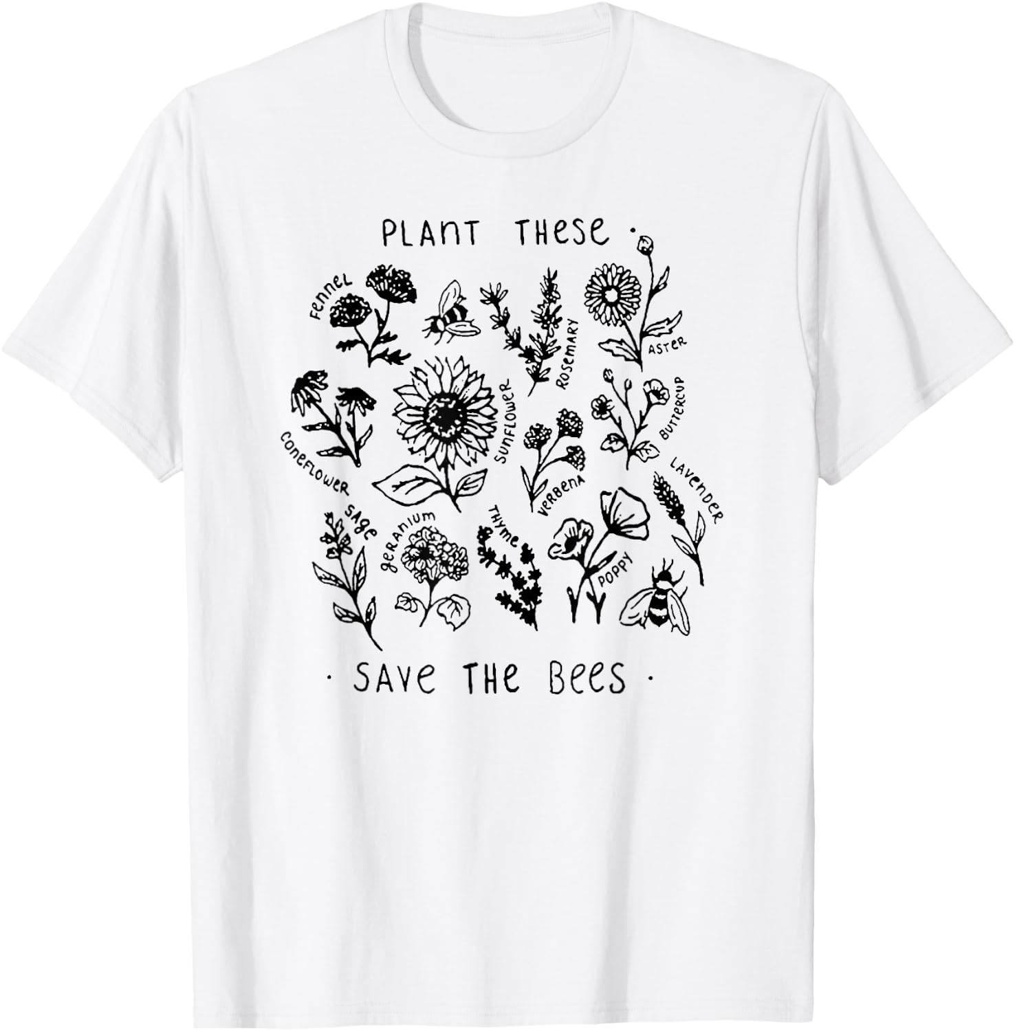Plant These Save The Bees Shirt Flowers T-Shirt - T-Shirt | White