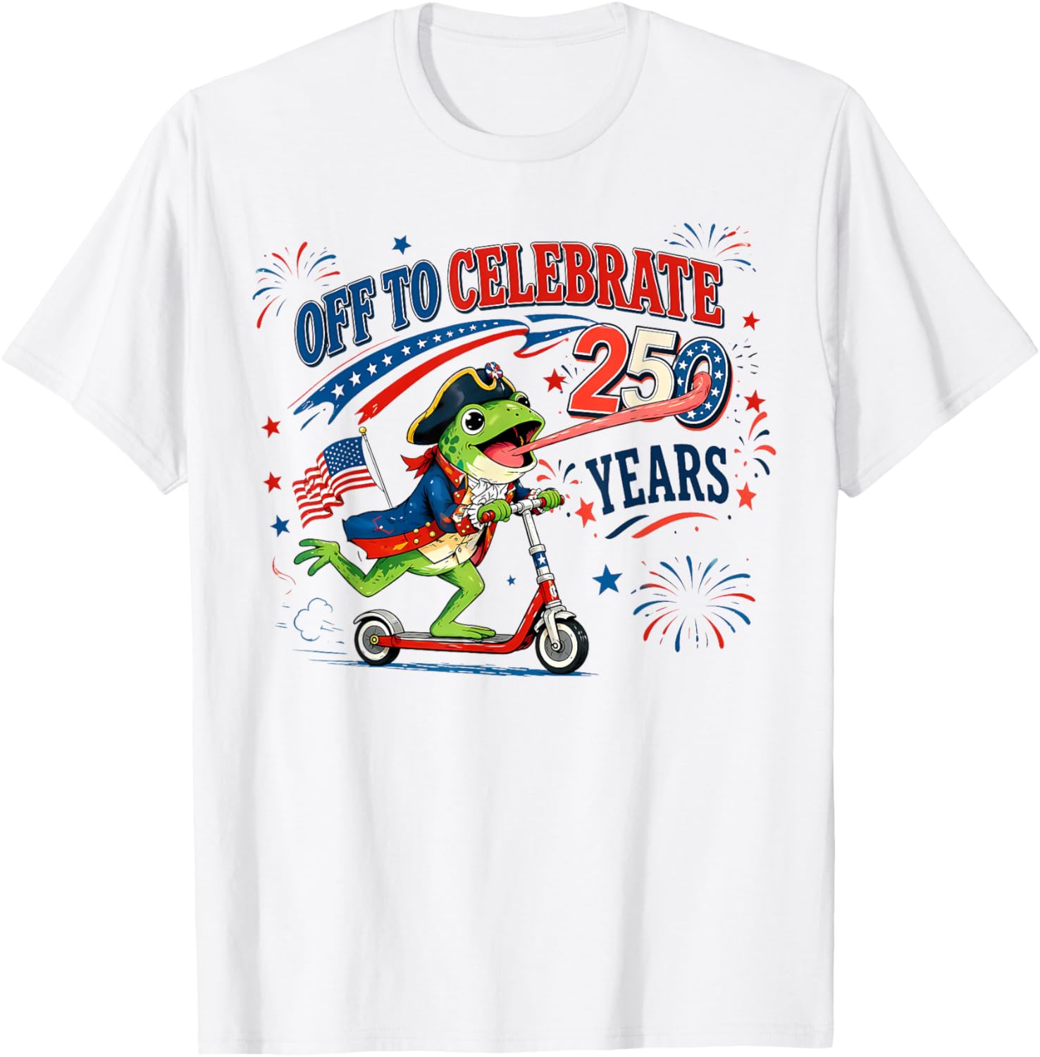 Retro Frog US Flag Off to Celebrate 250 Years 4th of July T-Shirt - T-Shirt | White