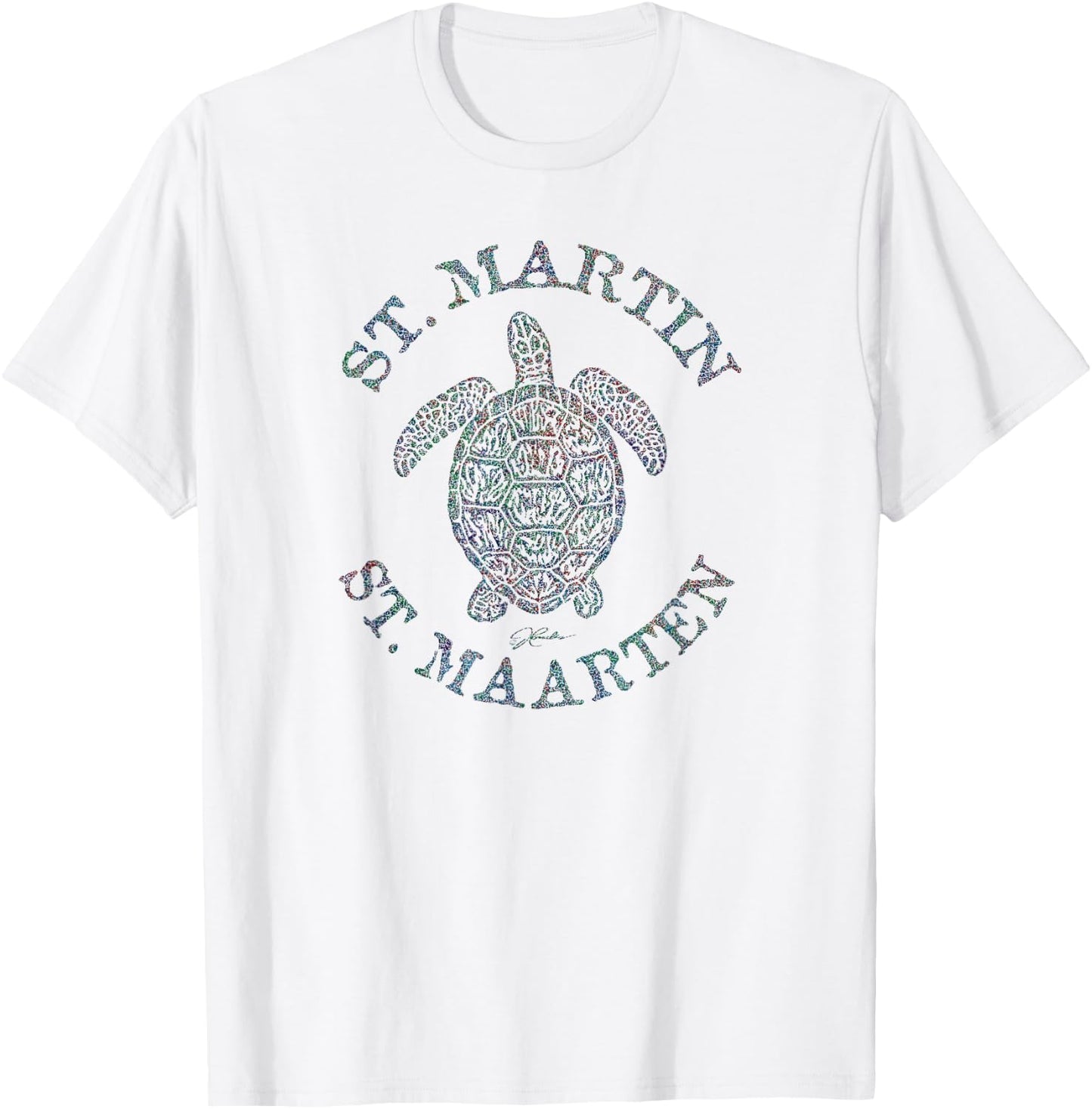 JCombs: St. Martin/St. Maarten Sea Turtle (Distressed) T-Shirt - T-Shirt | White