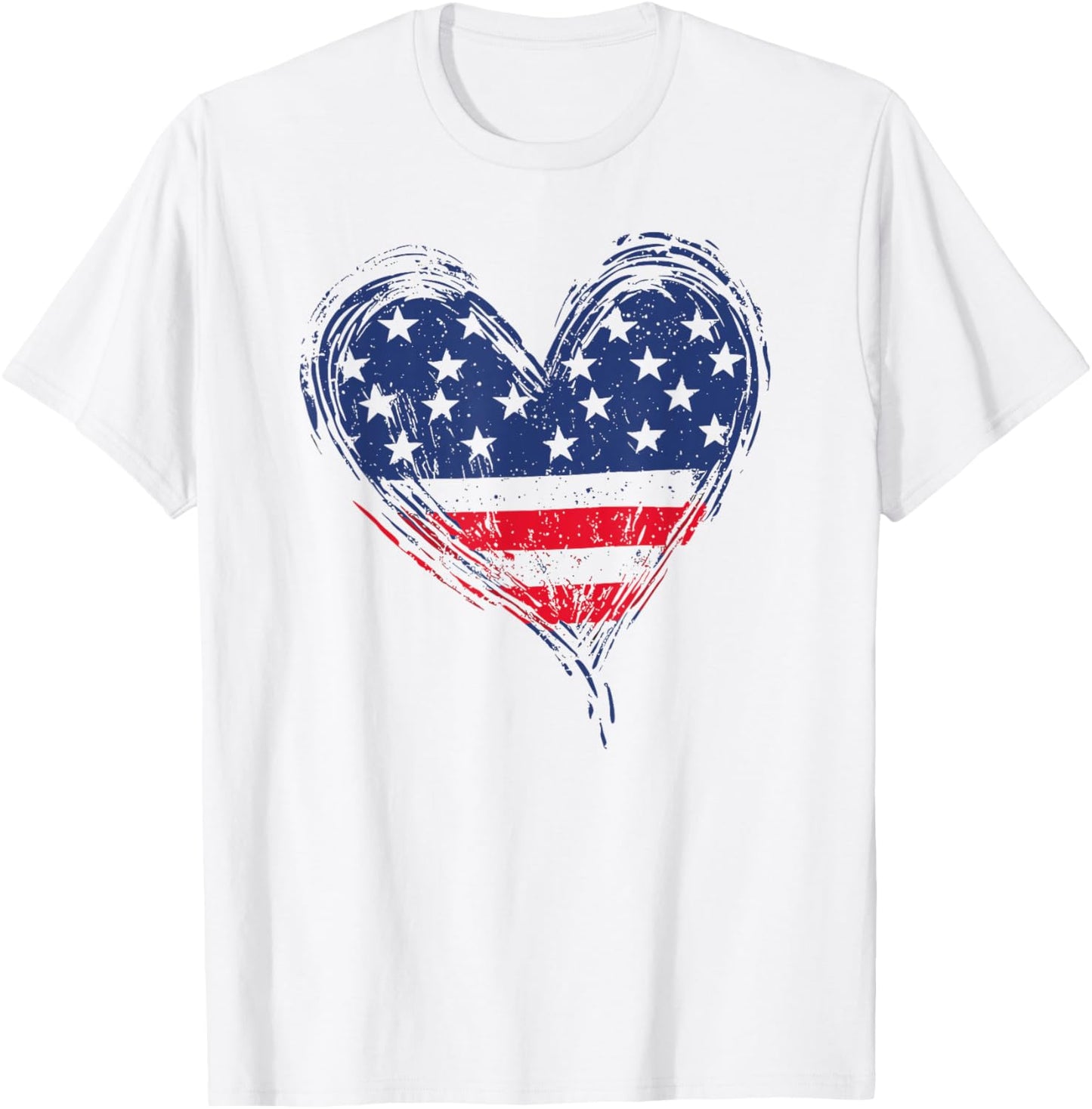 American Flag Heart Patriotic Stars And Stripes 4th of July T-Shirt - T-Shirt | White