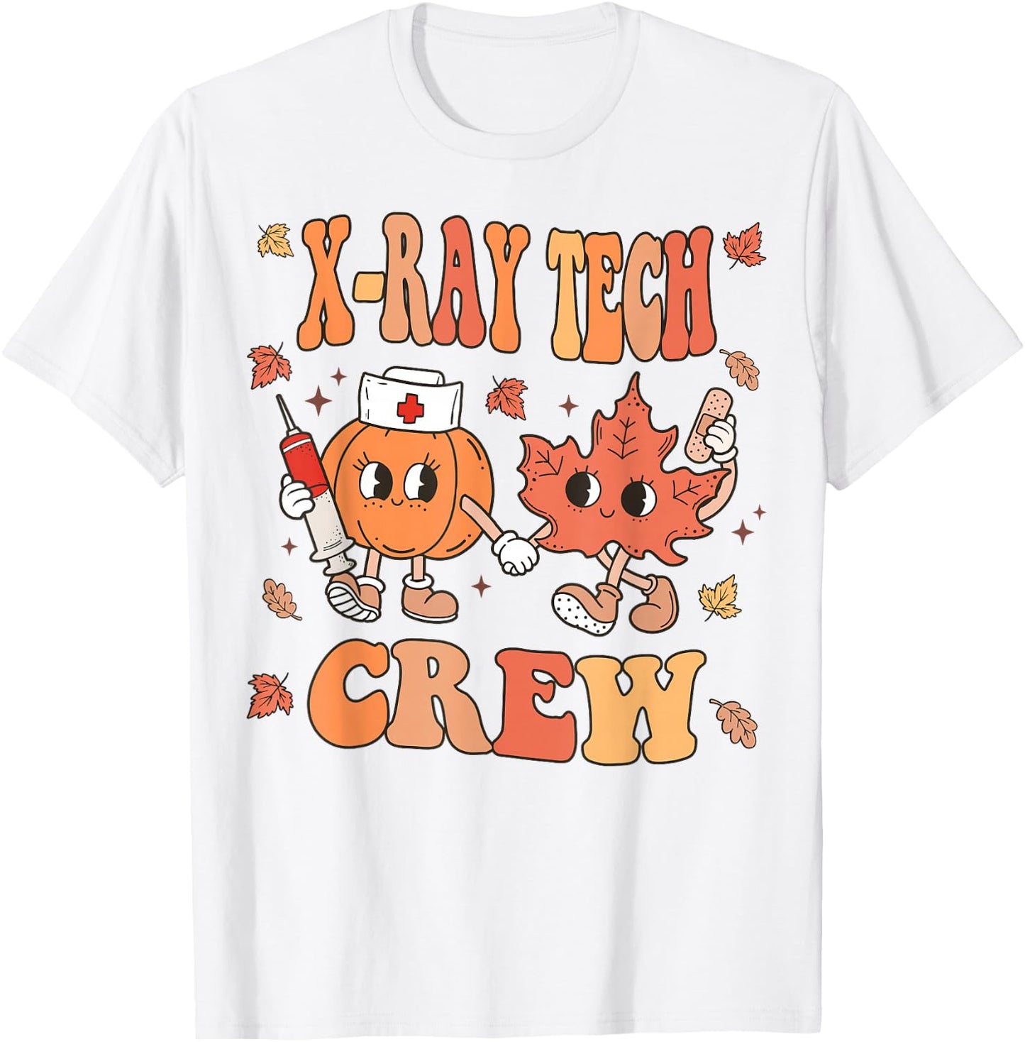 Retro Fall X-Ray Tech Crew Thanksgiving X-Ray Technologist T-Shirt - T-Shirt | White