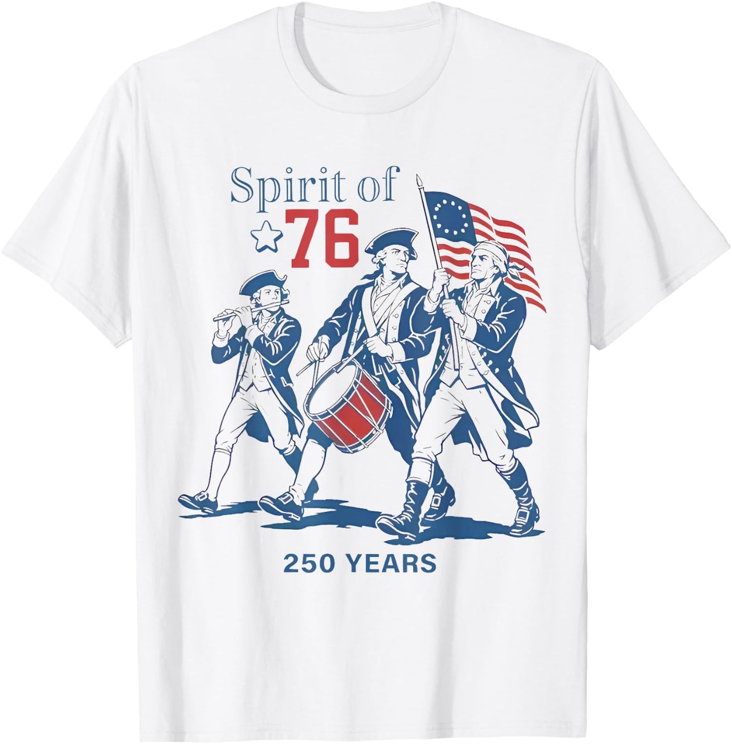 Spirit of 76 Vintage 4th of July Patriotic 250 Years US Flag T-Shirt - T-Shirt | White