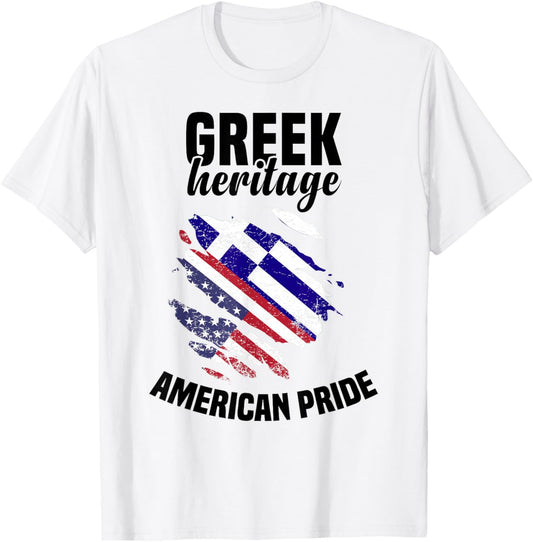 Greece Flag Outfit American Flags US Uniform Greek T-Shirt - T-Shirt | White