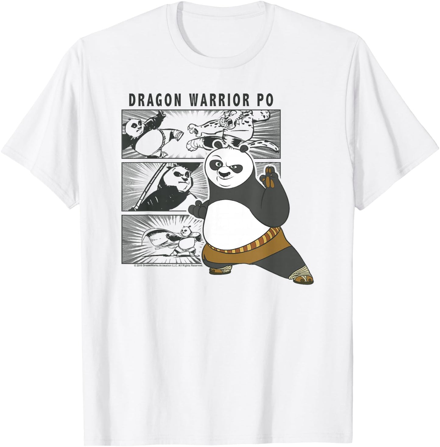 Kung Fu Panda Dragon Warrior Po Comic Panel Portrait T-Shirt - T-Shirt | White