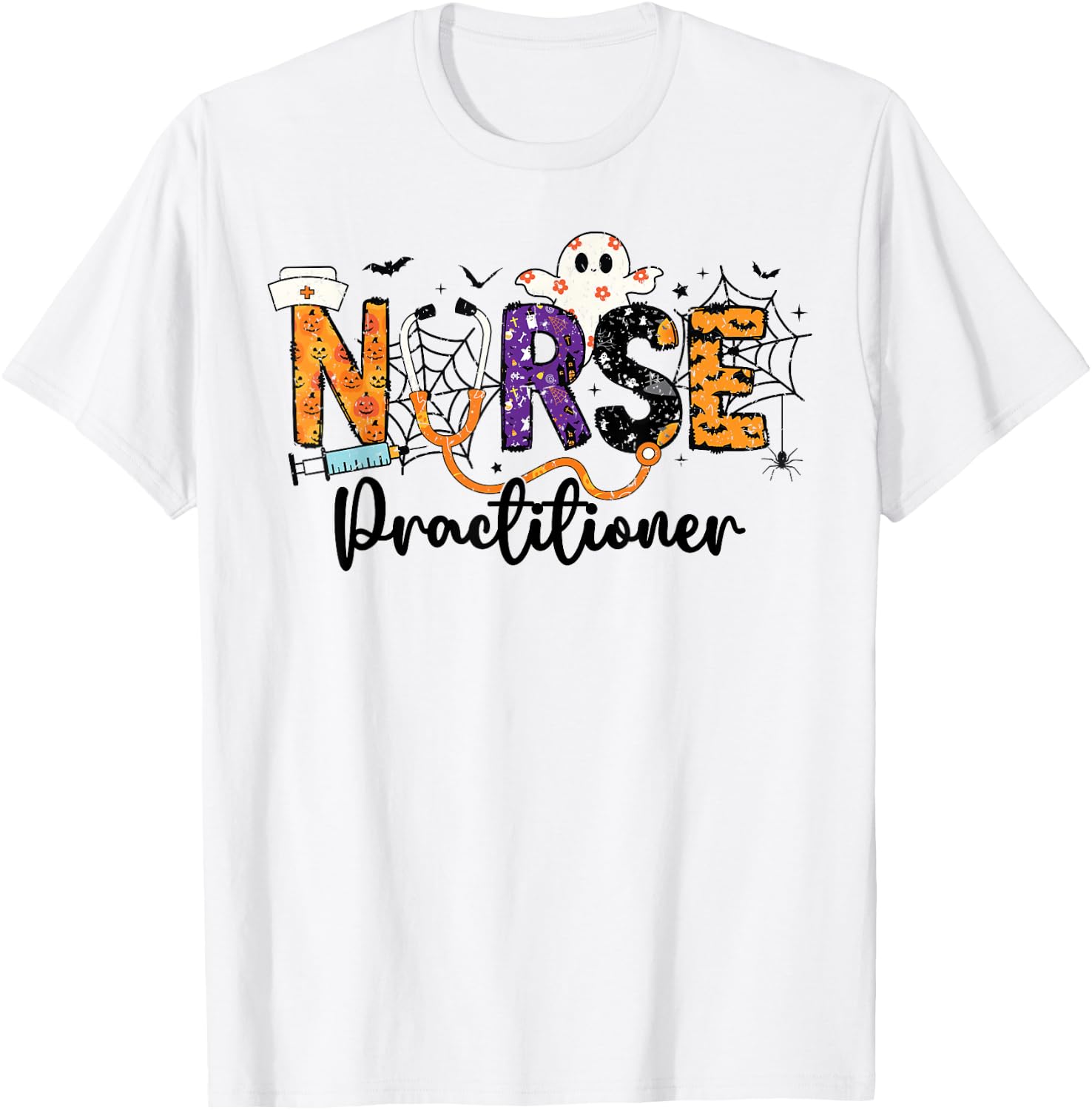 Practitioner Nurse NP Ghost Halloween Nursing Women Girls T-Shirt - T-Shirt | White