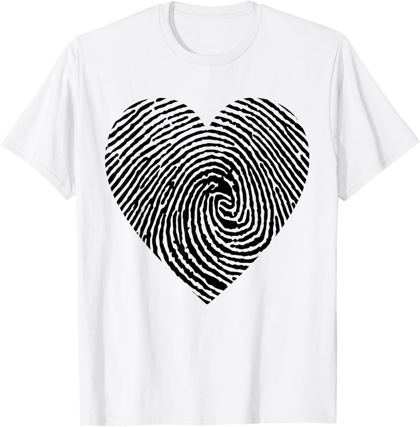 Heart Fingerprint Love Forensic Science Crime T-Shirt - T-Shirt | White