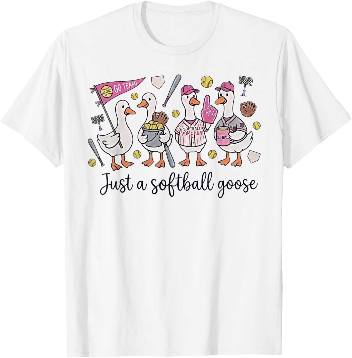 Just a Softball Goose T-Shirt - T-Shirt | White