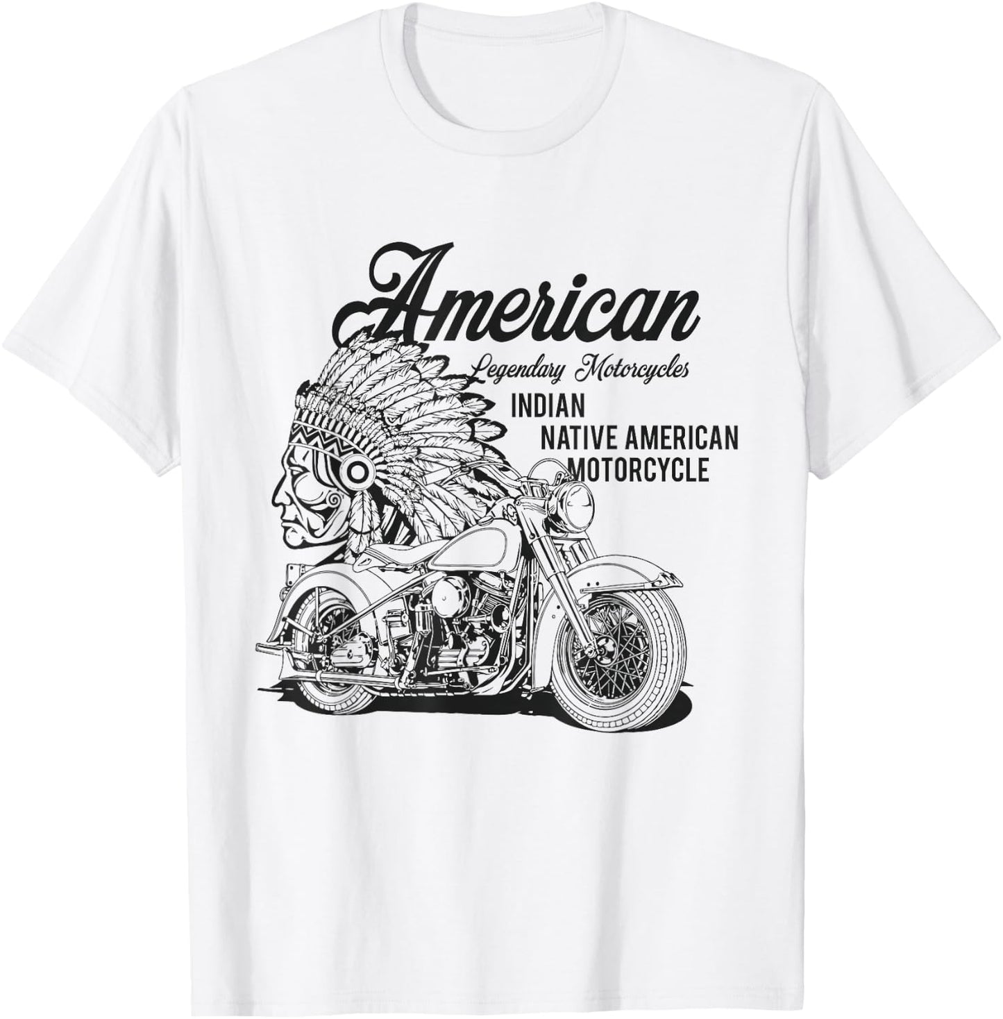 Indian Native American Motorcycle Bikers Gift T-Shirt - T-Shirt | White