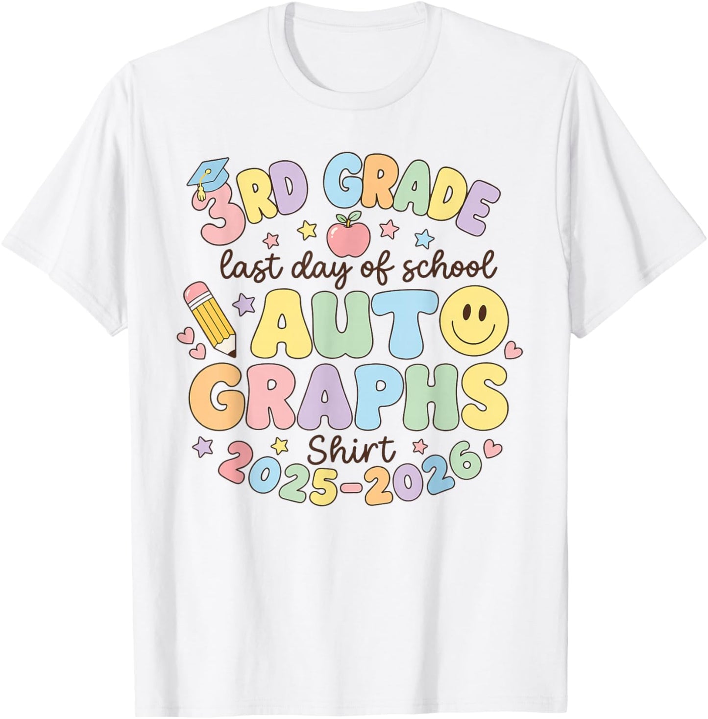 Cute Last Day of School 3rd Grade Autograph Kids Signature T-Shirt - T-Shirt | White