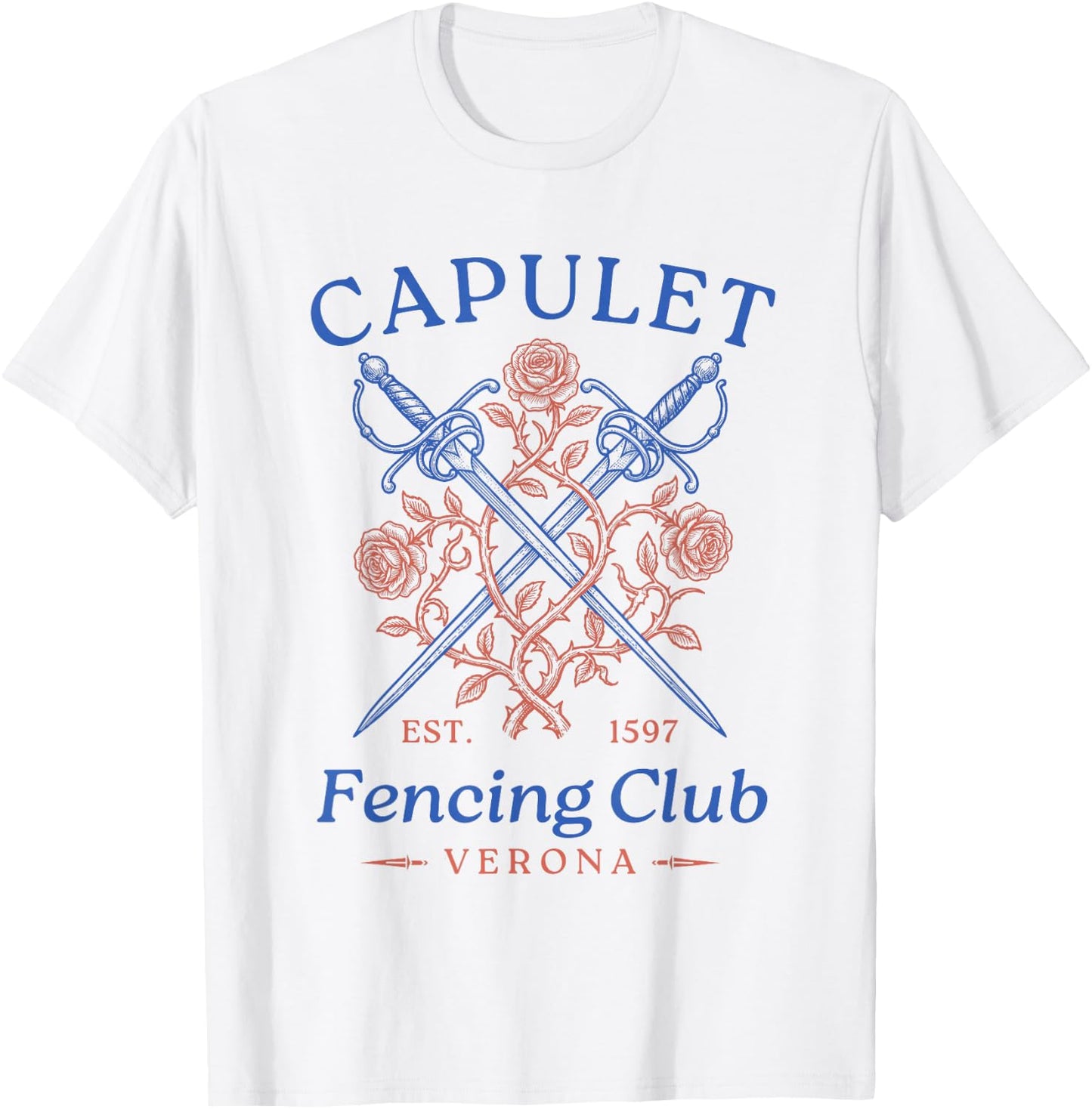 Capulet Fencing Club Romeo and Juliet Funny Book Lover T-Shirt - T-Shirt | White