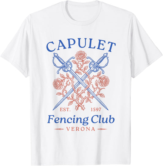 Capulet Fencing Club Romeo and Juliet Funny Book Lover T-Shirt - T-Shirt | White