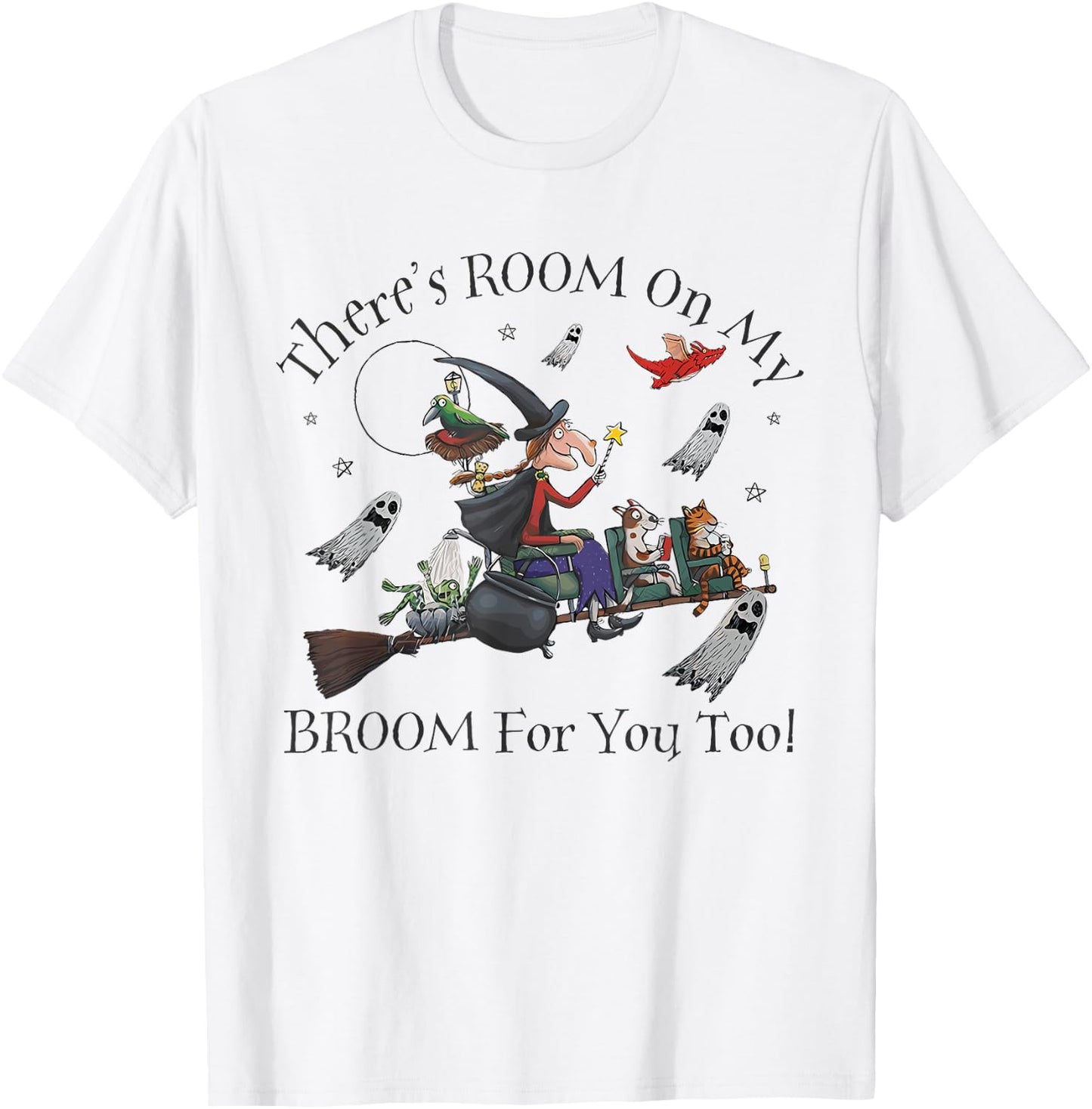 Halloween There's Room On My Broom For You Too Teacher T-Shirt - T-Shirt | White